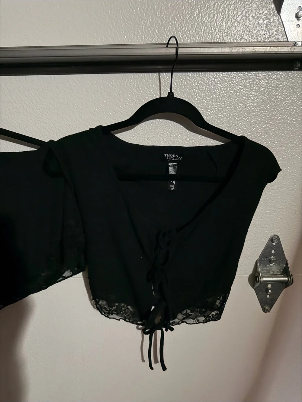 Black Lace-Trim Sleep Set - Top & Shorts